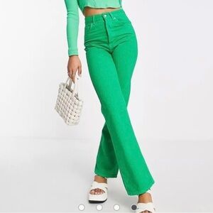 Topshop Bright Green Denim Pants